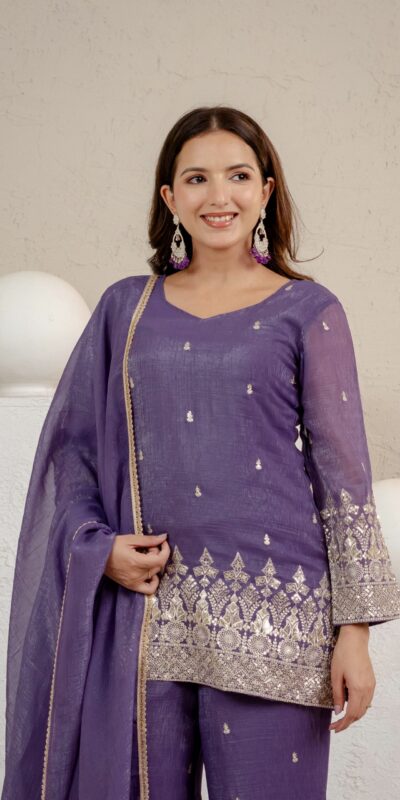 MD 3103 Lavender Crunchy Silk Salwar Suit with Embroidery Work & Sequins Work. Exclusive Offer ₹2399. Delivery 4-6 Working Days. Shop now. | Jump Suits, Salwar suit, Casual Suits, Creative suits, Designer Suits, Palazzo Suits, Party Wear Suits, Patiala Suits, Straight Suits
