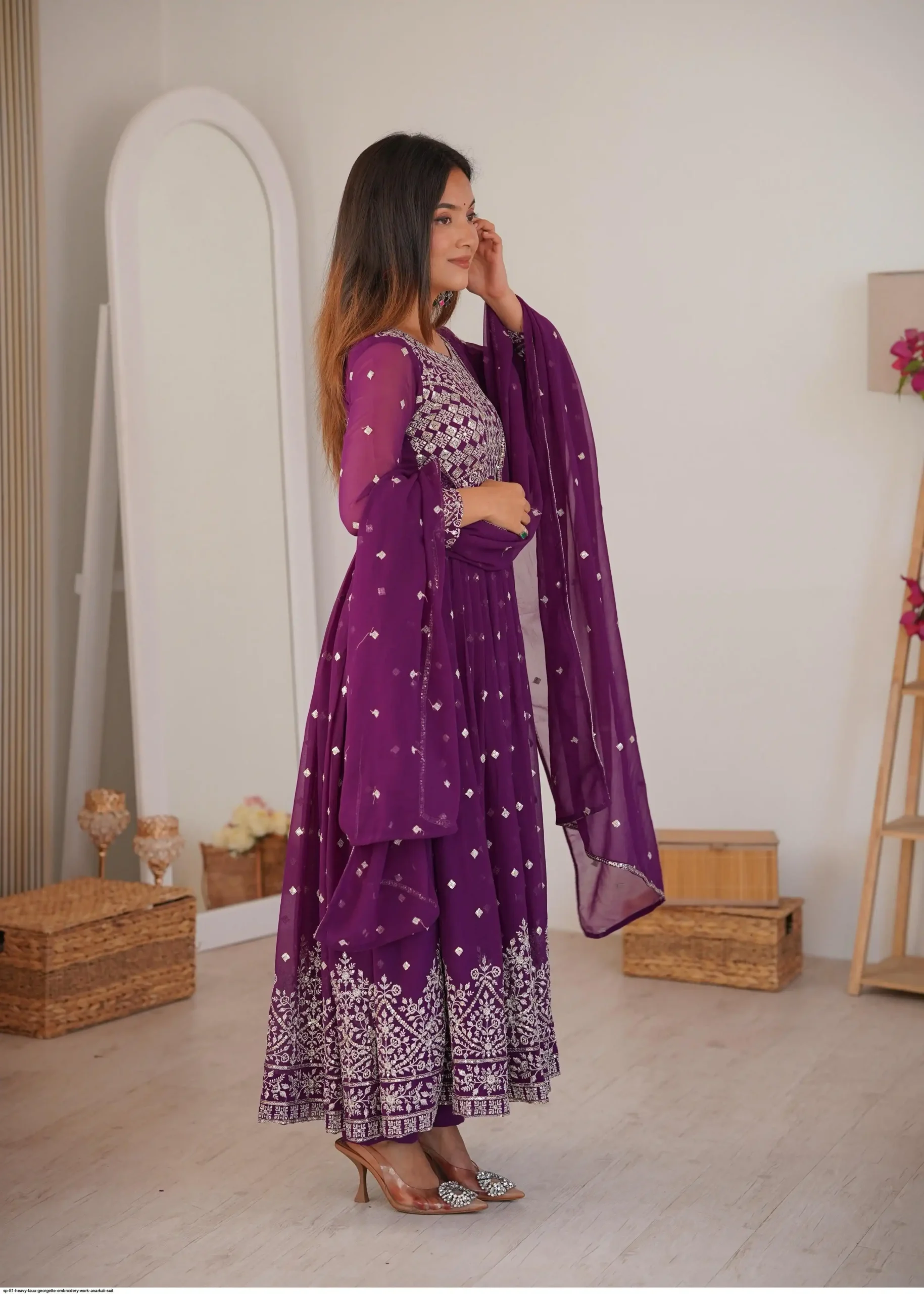 SP 81 Wine| Faux Georgette Salwar Suit with Lace Work & Digital Print. Introductory Price ₹2449. Delivery 4-6 Working Days. Shop now. | Anarkali Suits, Bollywood Anarkali, Creative-Anarkali, Designer Anarkali, Embroidered Anarkali, Party Wear Anarkali, Salwar suit