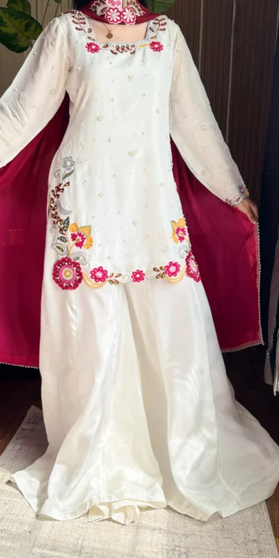 VLM 338 White Color Roman Silk Salwar Suit with Embroidery Work. Available at ₹2499 only. Delivery 4-6 Working Days. Shop now. | Jump Suits, Salwar suit, Casual Suits, Creative suits, Designer Suits, Palazzo Suits, Party Wear Suits, Patiala Suits, Straight Suits