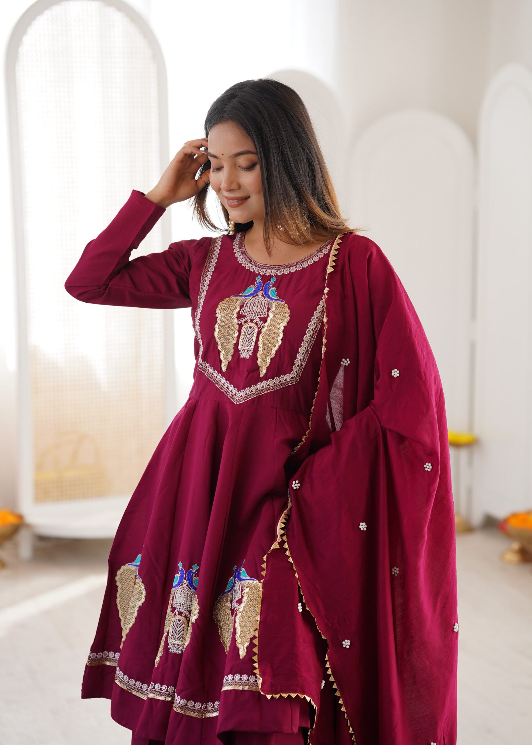 NSR 916 Maroon Roman Silk Salwar Suit with Sequins Work & Embroidery Work. Available at ₹2399 only. Delivery 4-6 Working Days. Shop now. | Jump Suits, Salwar suit, Casual Suits, Creative suits, Designer Suits, Palazzo Suits, Party Wear Suits, Patiala Suits, Straight Suits