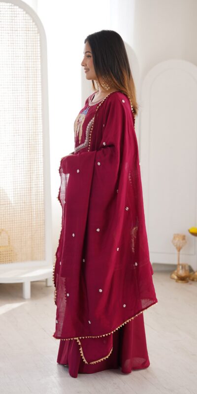 NSR 916 Maroon Roman Silk Salwar Suit with Sequins Work & Embroidery Work. Available at ₹2399 only. Delivery 4-6 Working Days. Shop now. | Jump Suits, Salwar suit, Casual Suits, Creative suits, Designer Suits, Palazzo Suits, Party Wear Suits, Patiala Suits, Straight Suits