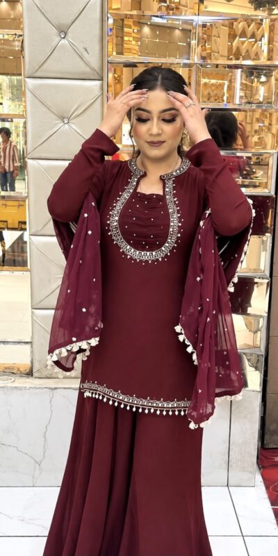 KD 1646 Maroon Georgette Salwar Suit with Mirror Work & Embroidery Work. Get it for ₹2149. Delivery 4-6 Working Days. Shop now. | Jump Suits, Salwar suit, Casual Suits, Creative suits, Designer Suits, Palazzo Suits, Party Wear Suits, Patiala Suits, Straight Suits