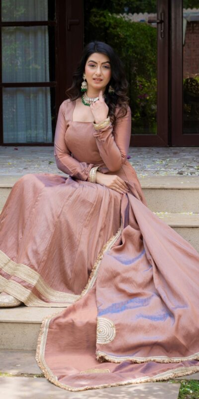 ND 5078 Brown Vichitra Salwar Suit with Sequins Work & Embroidery Work. Available at ₹2449 only. Delivery 4-6 Working Days. Shop now. | Anarkali Suits, Bollywood Anarkali, Creative-Anarkali, Designer Anarkali, Embroidered Anarkali, Party Wear Anarkali