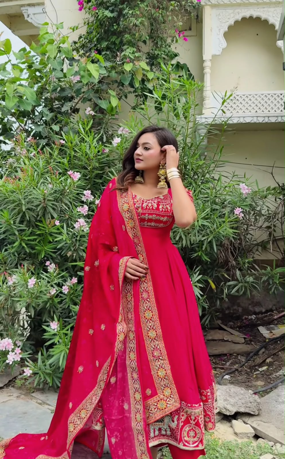 NF 1276 Pink in Color Natural Crepe Embroidery Work Anarkali Suit . Affordable Price ₹3049. Delivery 4-6 Working Days. Shop now. | Anarkali Suits, Bollywood Anarkali, Creative-Anarkali, Designer Anarkali, Embroidered Anarkali, Party Wear Anarkali