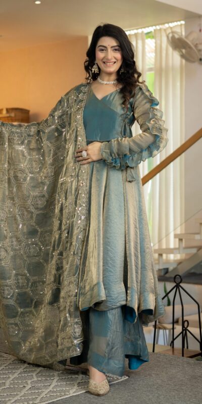 ND 5077 Teal in Color Fendy Silk Designer Work Salwar Suit . Introductory Price ₹2649. Delivery 4-6 Working Days. Shop now. | Jump Suits, Salwar suit, Casual Suits, Creative suits, Designer Suits, Palazzo Suits, Party Wear Suits, Patiala Suits, Straight Suits