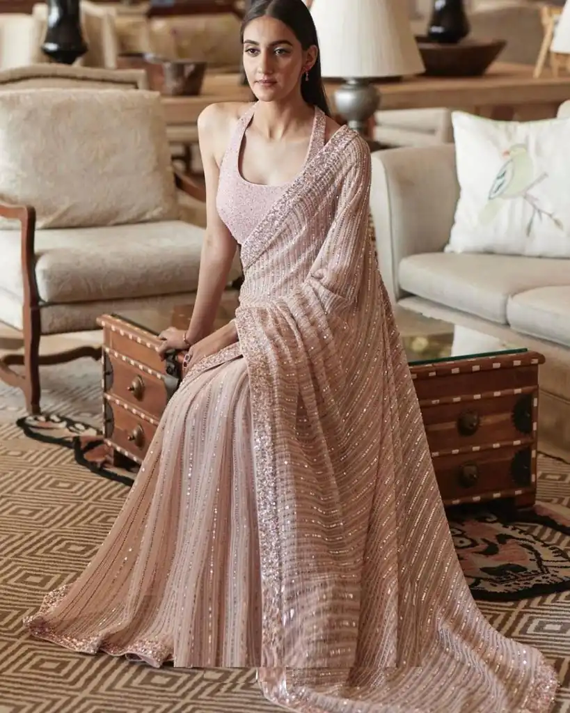 LG 1334 Light Pink Saree : Georgette Blouse : Phantom Silk Work : Sequence Embroidered Work On All Over The Saree Party, Wedding, @1749/- Only | Sarees, Bollywood Sarees, Creative Sarees, Designer Sarees, Embroidered Sarees, Ethnic Saree, Party Wear Sarees