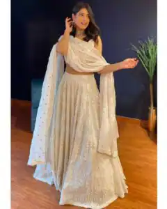 RTC 6221 White Lehenga : Georgette Work : Heavy Embroidery With Sequence Work Blouse : Georgette Party, Festive, Events Etc.@1999/- Only | Lehenga, Bollywood Lehenga, Creative Lehenga, Designer Lehenga, Embroidered Lehenga, Party Wear Lehenga