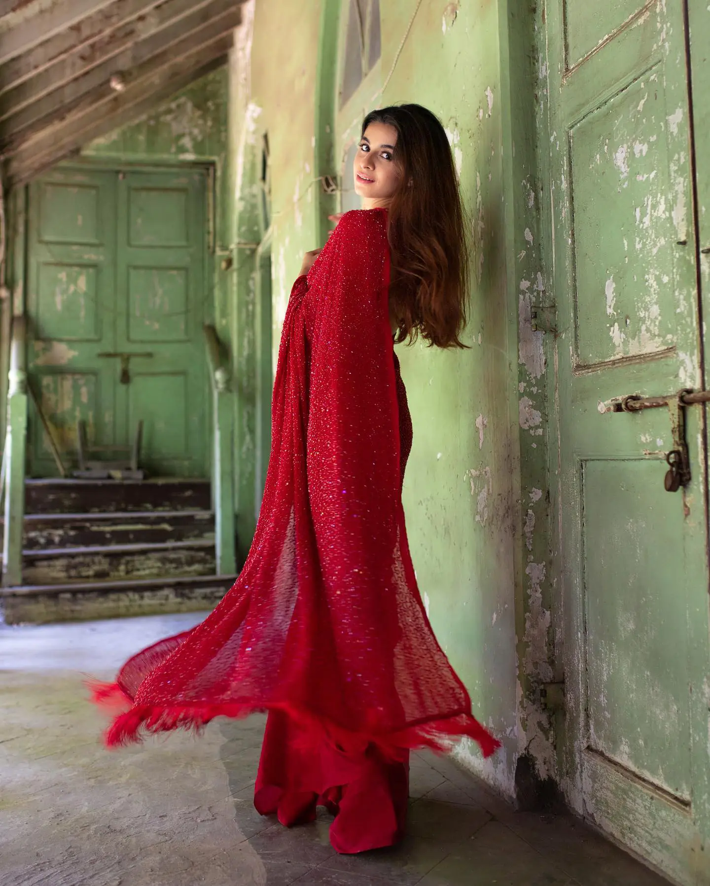 divine-red-color-fancy-sequence-work-party-wear-saree