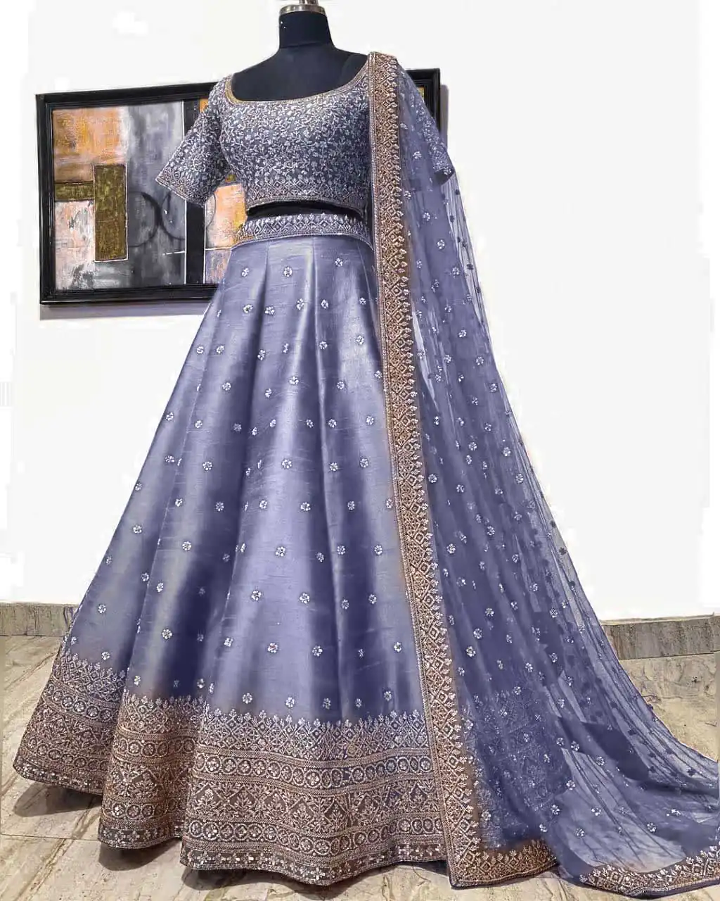 LG 396 Light Purple Lehenga : Mulberry Silk Blouse : Mulberry Silk Embroidery Sequence Work Wedding, Party, Festive @1899/- | Lehenga, Bollywood Lehenga, Creative Lehenga, Designer Lehenga, Embroidered Lehenga, Party Wear Lehenga