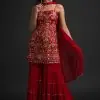 magnificent-red-colour-georgette-with-real-mirror-work-sharara