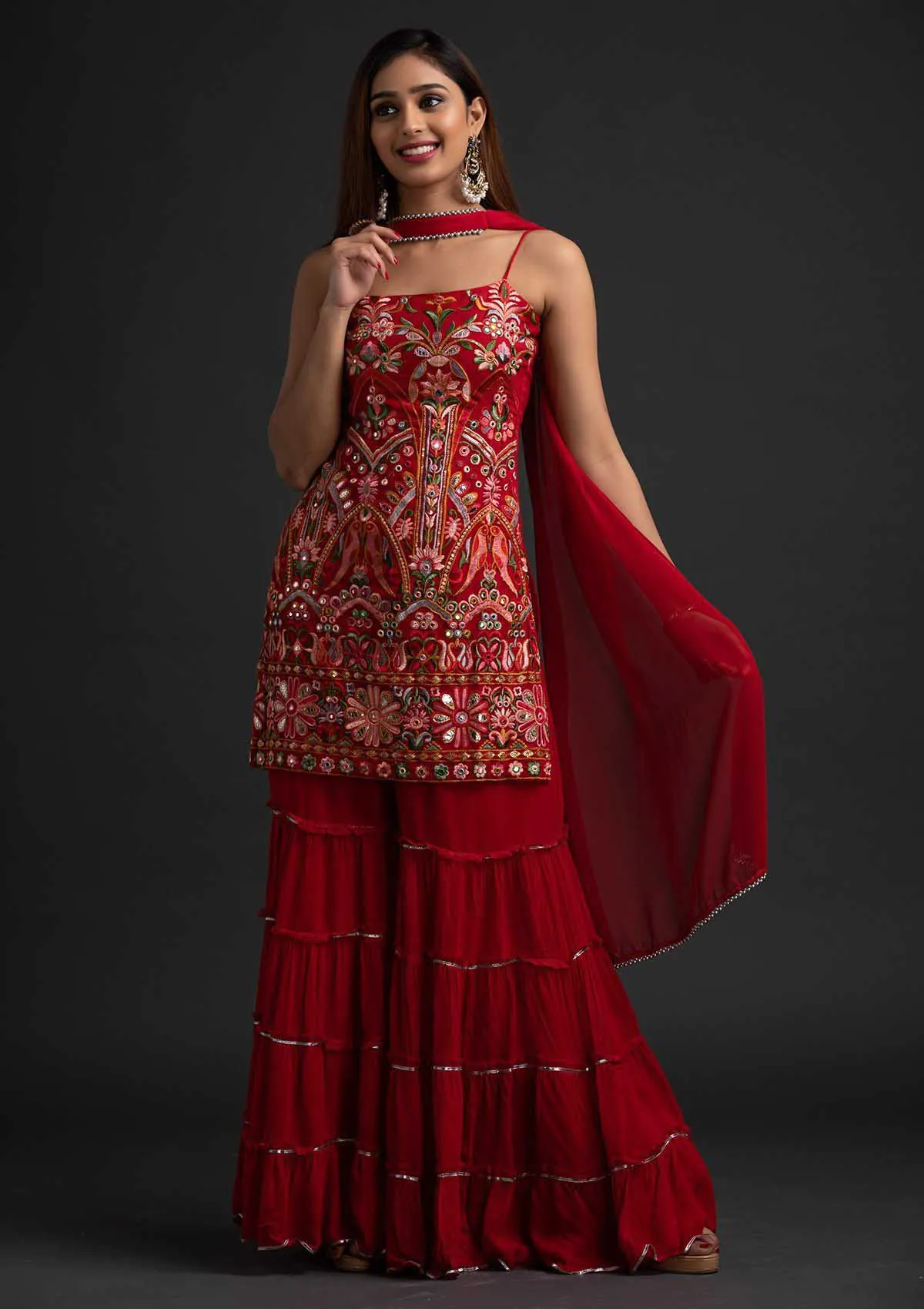 magnificent-red-colour-georgette-with-real-mirror-work-sharara