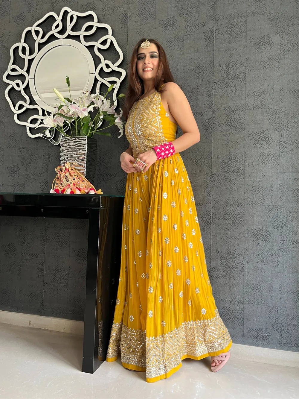 elegant-yellow-color-party-wear-sequin-work-jump-suit