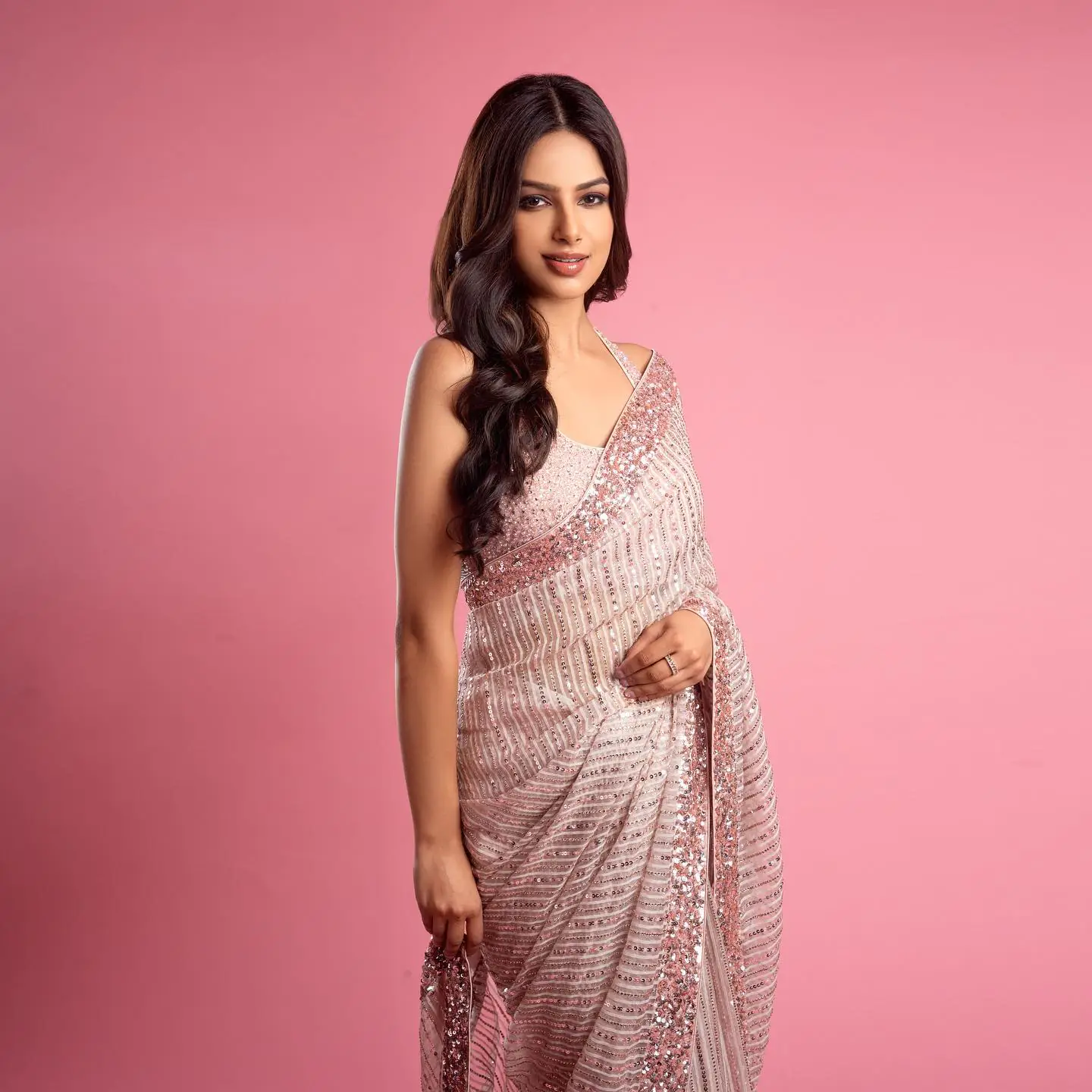 harnaaz-sandhu-in-light-pink-color-party-wear-work-saree