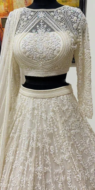 Beautiful White Color Georgette with embroidery Lehenga Choli (2)
