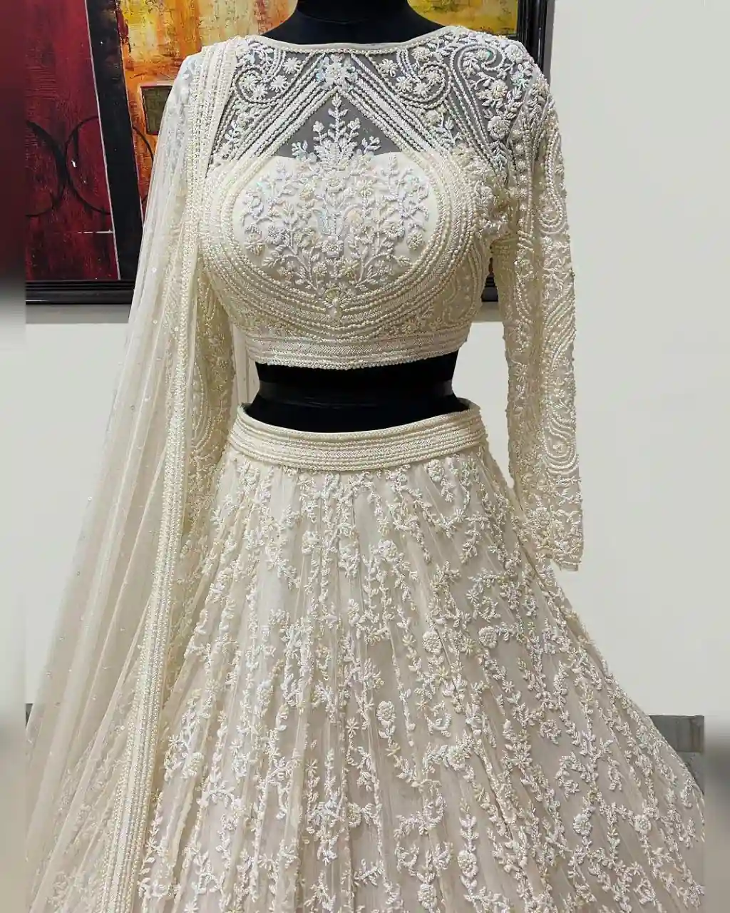 Beautiful White Color Georgette with embroidery Lehenga Choli (2)