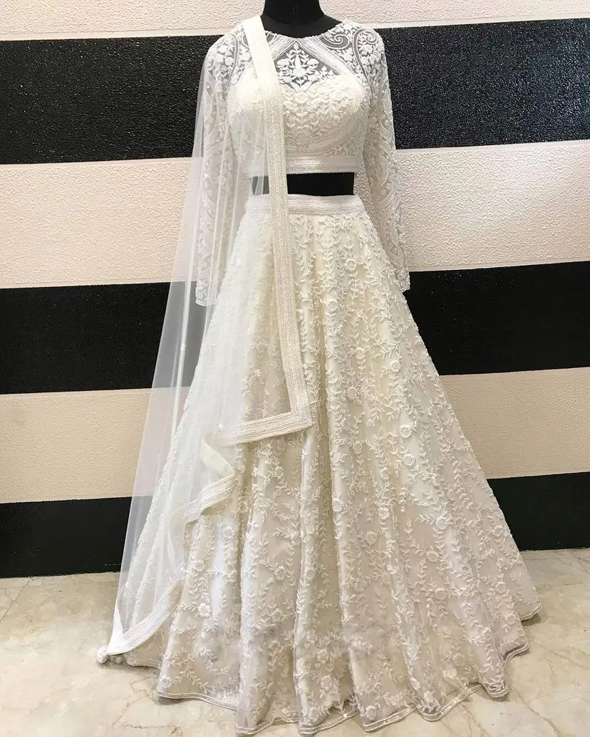 Beautiful White Color Georgette with embroidery Lehenga Choli (2)