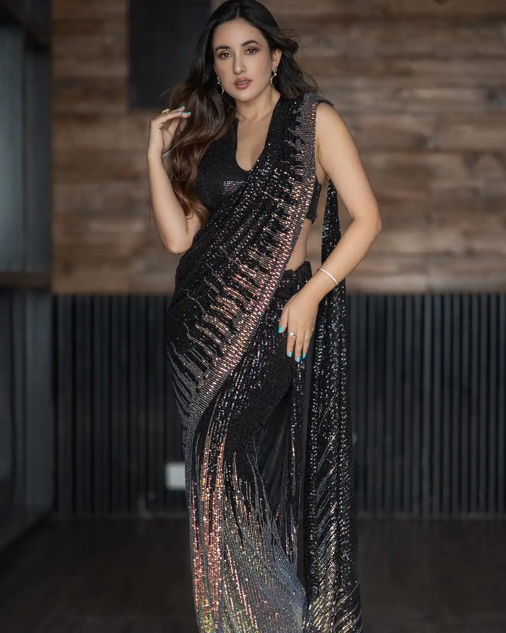 attractive-black-color-georgette-with-sequence-work-saree