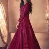 Glamorous Red Color Heavy Georgette with Santoon And Embroidery Designer Work Suit