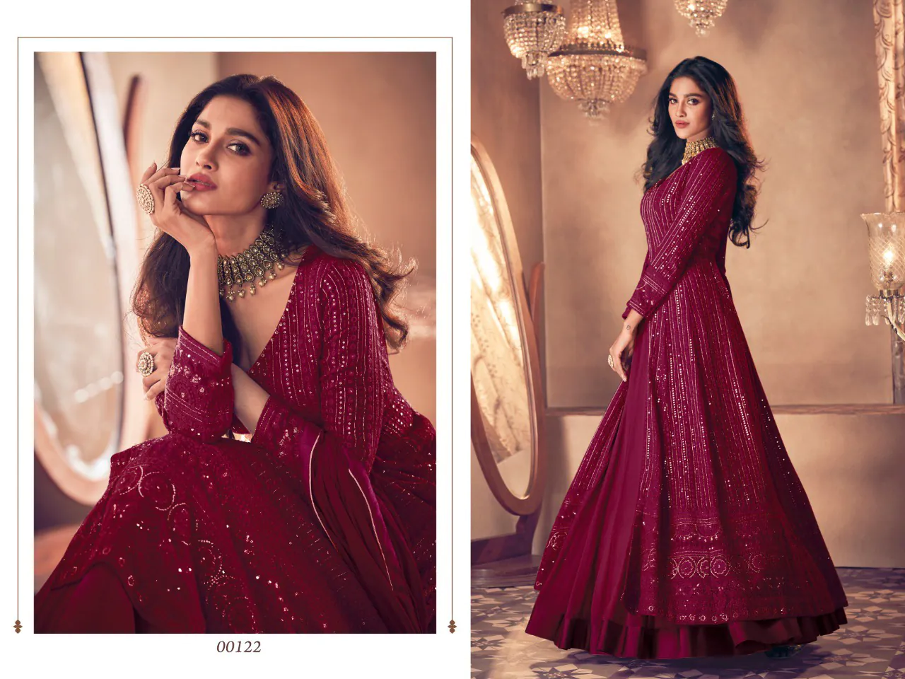 Glamorous Red Color Heavy Georgette with Santoon And Embroidery Designer Work Suit