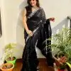 Good Looking Black Color Georgette Sequence Work Sequence lace Saree