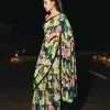 Karishma kapoor Multi Color 60 Gram Georgette Digital Saree