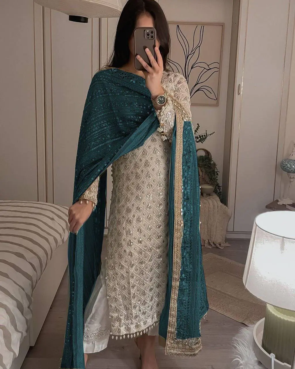 Pretty White Color Sequence Work Salwar Suit With Peacock Dupatta