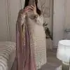 Pretty White Color Sequence Work Salwar Suit With Pink Dupatta
