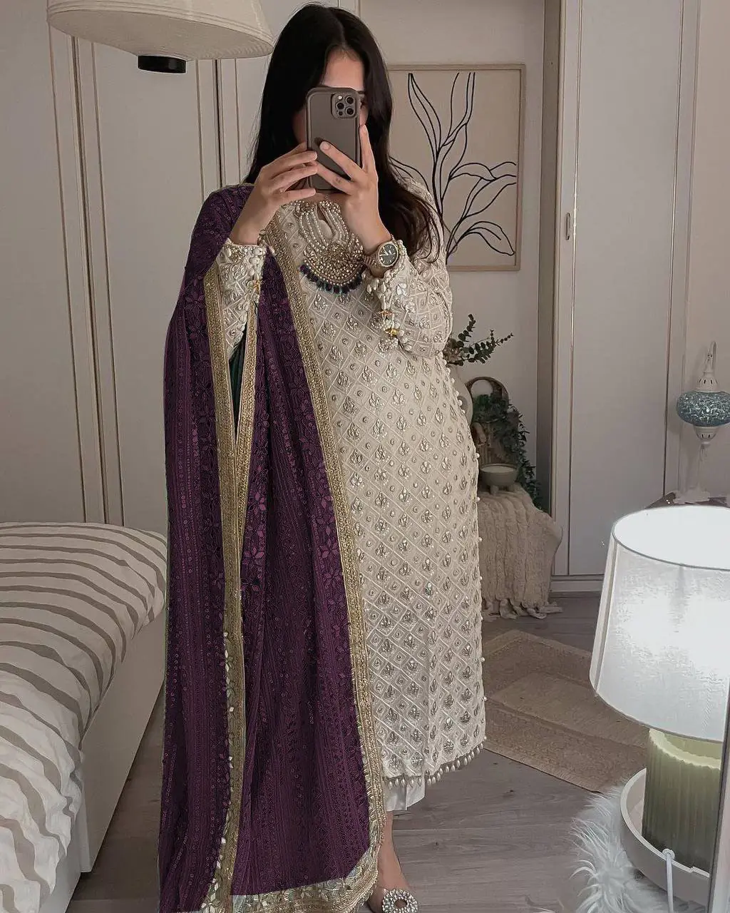 Pretty White Color Sequence Work Salwar Suit With Wine Dupatta