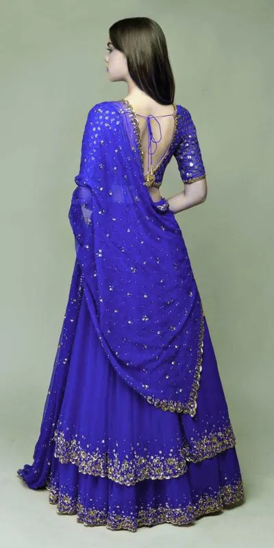 Resplendent Royal Blue Color Trendy Sequence Work Ruffle Lehenga Choli