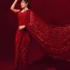 Stylish Red Color Georgette Embroidery Sequence Work Saree