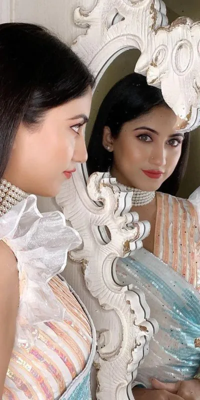 Stylish White Color Soft georgette shaded sequence work Saree