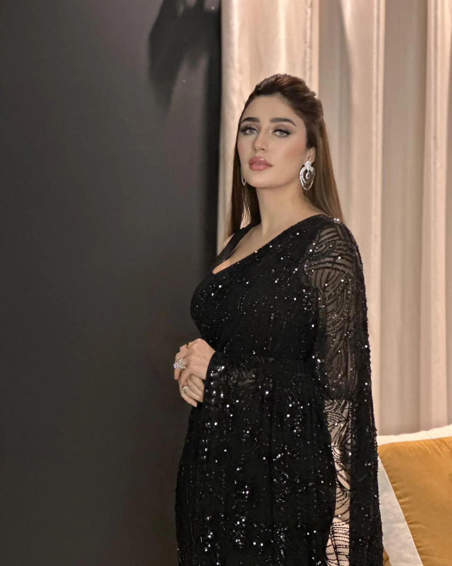 Black Georgette Embroidered Sequin Saree - Image 4