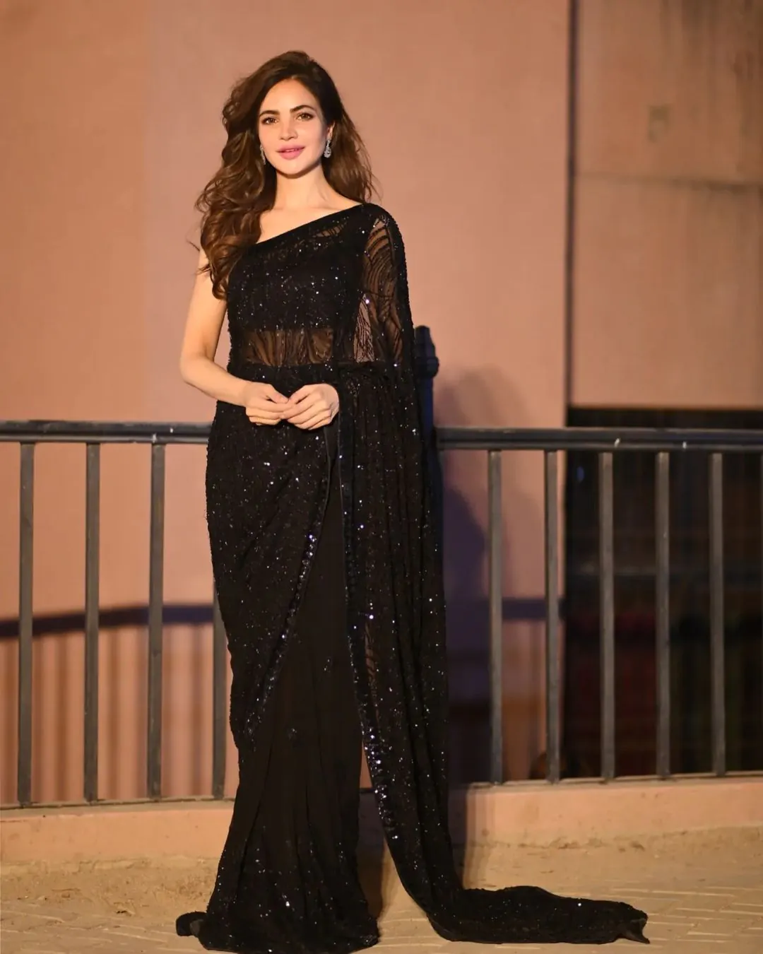 Superb Black Color Georgette Embroidery Sequins work Saree