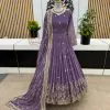 Light Purple Georgette Embroidery Sequence Gown