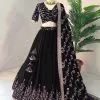 Black Faux Georgette Embroidery Sequence Lehenga Choli