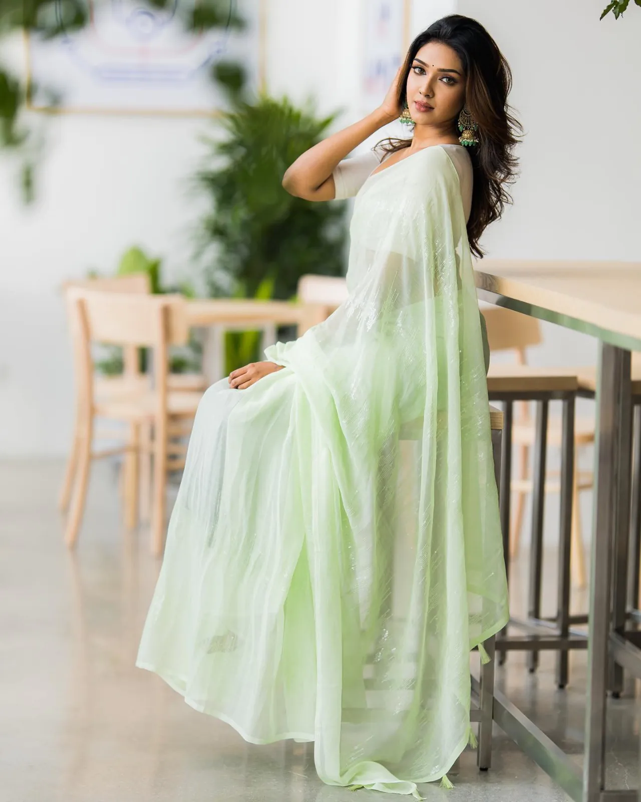 Fancy Look Light Green Color Zomato Silk Georgette beautiful sequence saree Saree