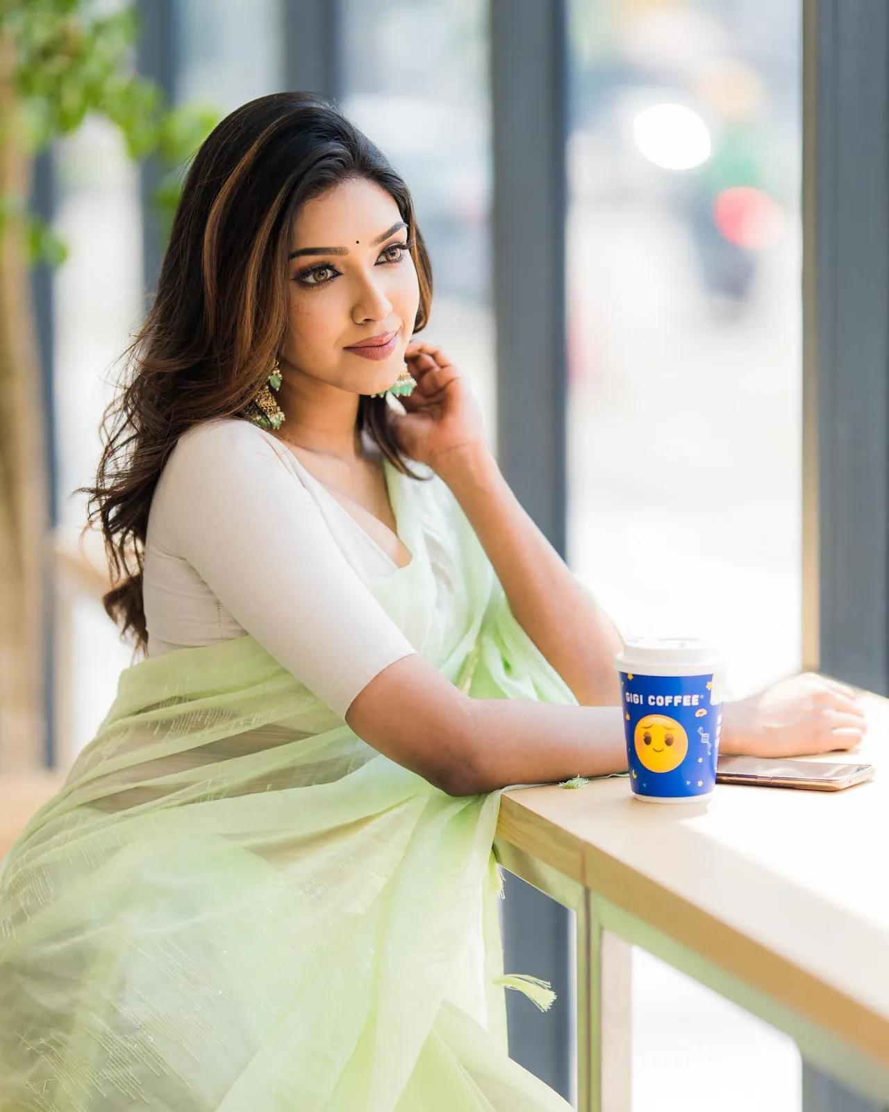 Light Green Zomato Silk Georgette Embroidery Sequence Saree - Image 5