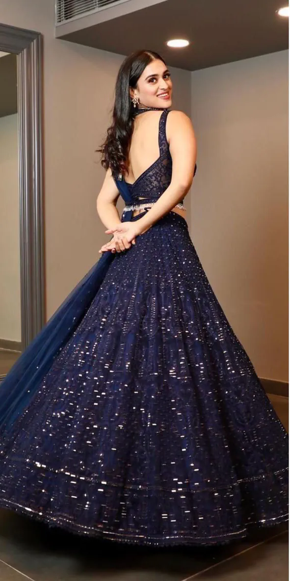 Glamorous Royal Blue Color Georgette Embroidery Lehenga Choli