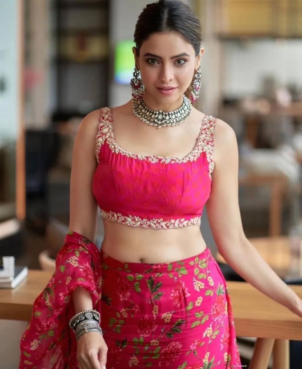 Pink Georgette Silk Printed Lehenga Choli - Image 3