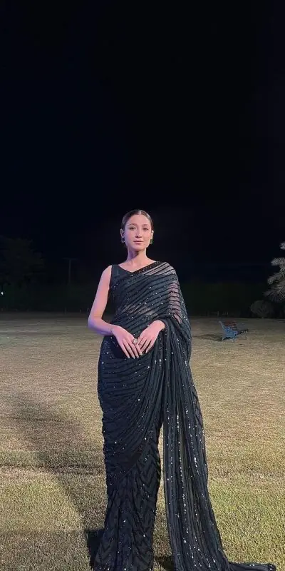 Special Black Color Georgette Embroidery Sequence Work Saree
