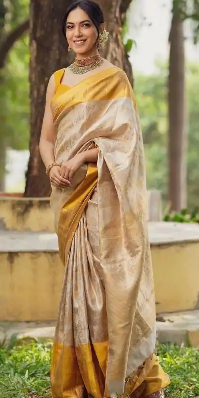 KP 5068 Golden Color Soft Lichi Silk Cloth Beautiful Rich Pallu Saree Casual, Party, Wedding, Festive, Events Etc.  Expected Delivery  4-6 Working Days @1449/ | Sarees, Bollywood Sarees, Creative Sarees, Designer Sarees, Embroidered Sarees, Ethnic Saree, Modern Digital sarees, Party Wear Sarees