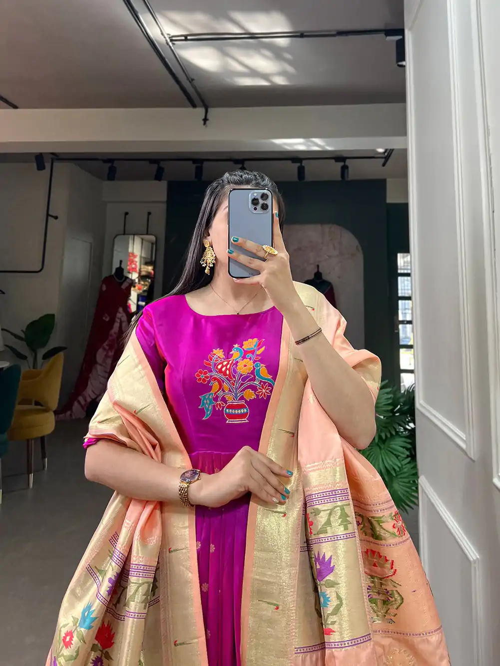 YNF5302 Purple Color Jacquard Silk Paithani Zari Designer Gown Casual, Wedding Festive, Events, Designer Party Wear Expected Delivery 4-6 Working Days @1849 | Gowns, Bollywood Gowns, Creative Gowns, Designer Gowns, Embroidered Gowns, Party Wear Gowns