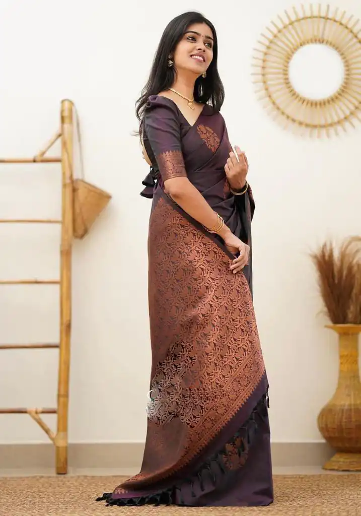 KP 4064 Wine Color Soft Lichi Silk Jacquard On All Over Saree Casual, Party Wear, Wedding, Events Etc. Expected Delivery 4-6 Working Days @1249/- | Sarees, Bollywood Sarees, Creative Sarees, Designer Sarees, Embroidered Sarees, Ethnic Saree, Modern Digital sarees, Party Wear Sarees