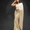 Gorgeous White Color Georgette Sequins Embroidery Work Saree
