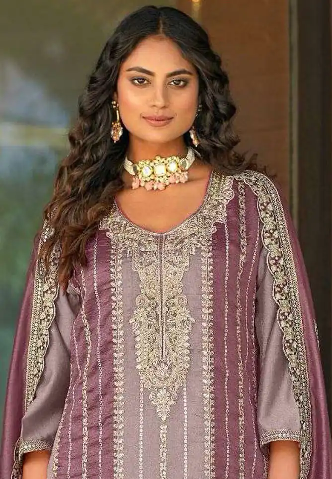 Grand Brown Color Vichitra Embroidery Codding Sequence Salwar Suit