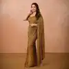 Golden Georgette Sequins Embroidery Saree