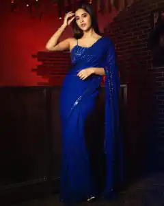 Nabha Natesh Blue Color Heavy Georgette Fancy Sequence Saree