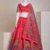 Nice Red Color Silk Embroidery Sequins Amazing Print Lehenga Choli