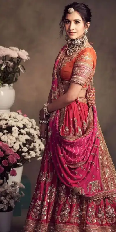 Pretty Pink Color Jalpari Embroidery Sequence Lehenga Choli