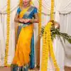 Yellow Soft Silk Jacquard All Over Saree